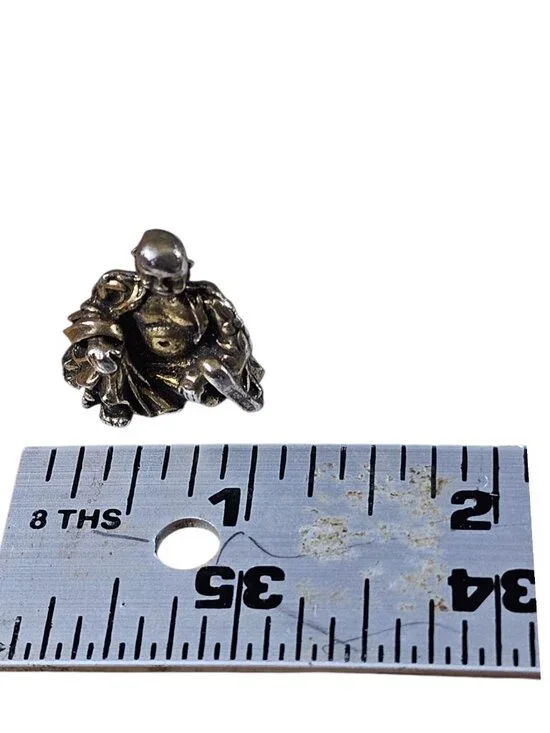 Mini Buddha Brooch Gold Tone Vintage Style Spiritual Pin Small Figurine - Picture 5 of 5